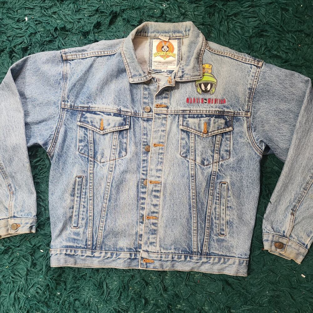 Vintage 1998 Looney Tunes Marvin the Martian Denim Jacket Medium